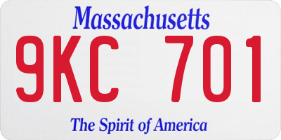 MA license plate 9KC701