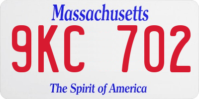 MA license plate 9KC702