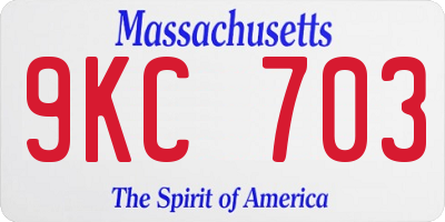 MA license plate 9KC703