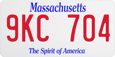 MA license plate 9KC704