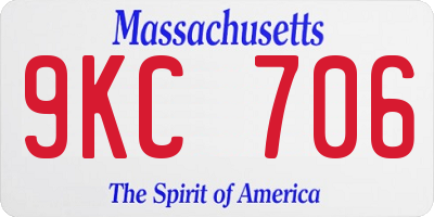 MA license plate 9KC706