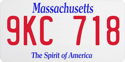 MA license plate 9KC718