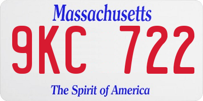 MA license plate 9KC722