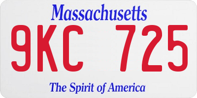 MA license plate 9KC725