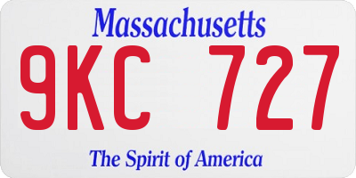 MA license plate 9KC727