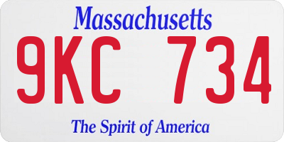 MA license plate 9KC734