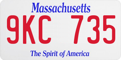 MA license plate 9KC735