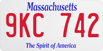 MA license plate 9KC742