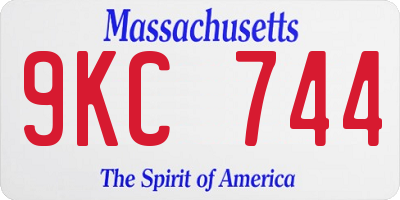 MA license plate 9KC744