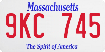 MA license plate 9KC745