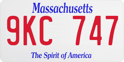 MA license plate 9KC747