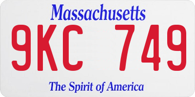MA license plate 9KC749