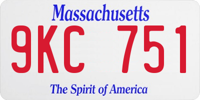MA license plate 9KC751