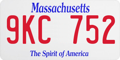 MA license plate 9KC752