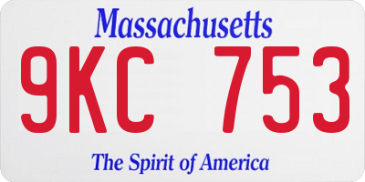 MA license plate 9KC753
