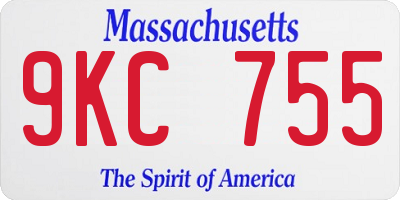 MA license plate 9KC755