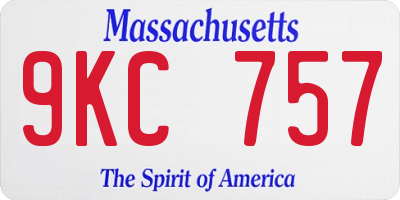 MA license plate 9KC757