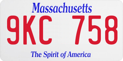MA license plate 9KC758