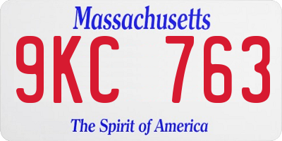 MA license plate 9KC763