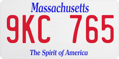 MA license plate 9KC765