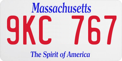 MA license plate 9KC767