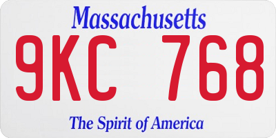 MA license plate 9KC768