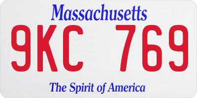 MA license plate 9KC769