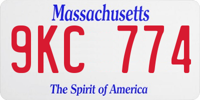 MA license plate 9KC774