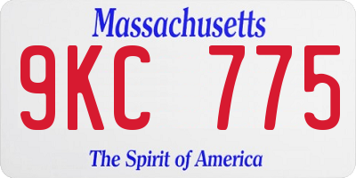 MA license plate 9KC775