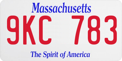 MA license plate 9KC783