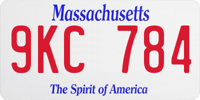 MA license plate 9KC784