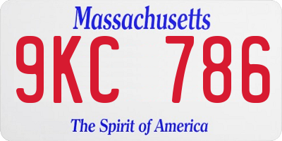 MA license plate 9KC786