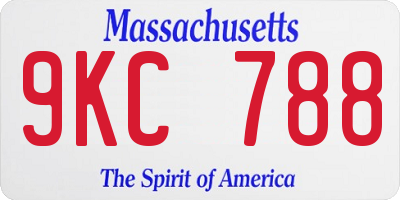 MA license plate 9KC788