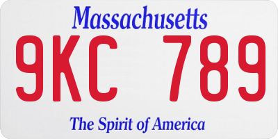 MA license plate 9KC789