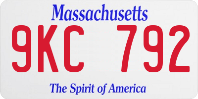 MA license plate 9KC792