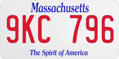 MA license plate 9KC796
