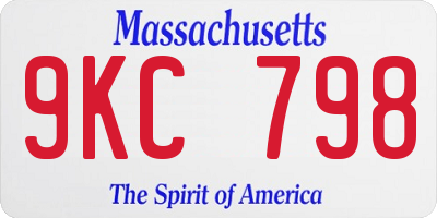 MA license plate 9KC798