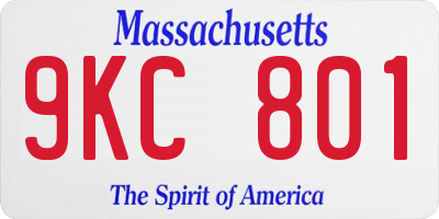 MA license plate 9KC801