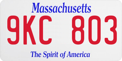 MA license plate 9KC803
