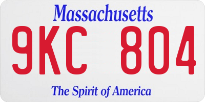MA license plate 9KC804