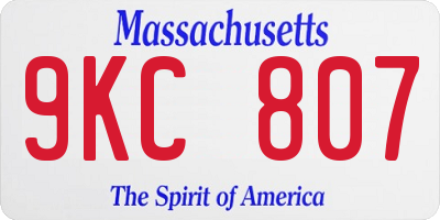 MA license plate 9KC807