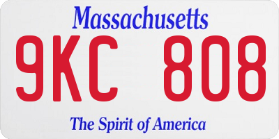MA license plate 9KC808