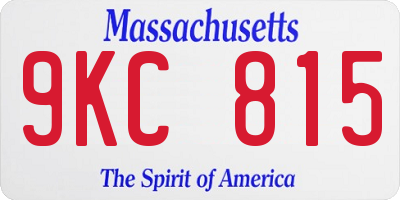 MA license plate 9KC815