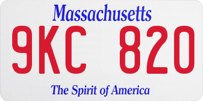 MA license plate 9KC820