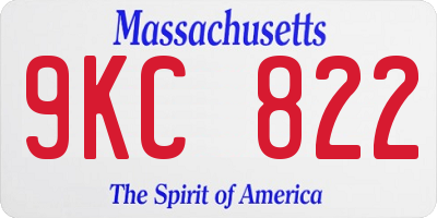 MA license plate 9KC822