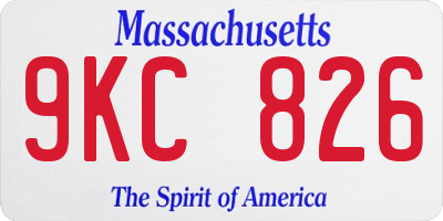 MA license plate 9KC826