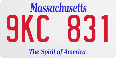 MA license plate 9KC831