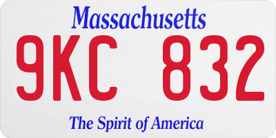 MA license plate 9KC832