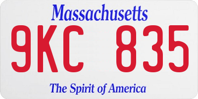 MA license plate 9KC835