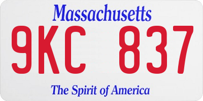 MA license plate 9KC837